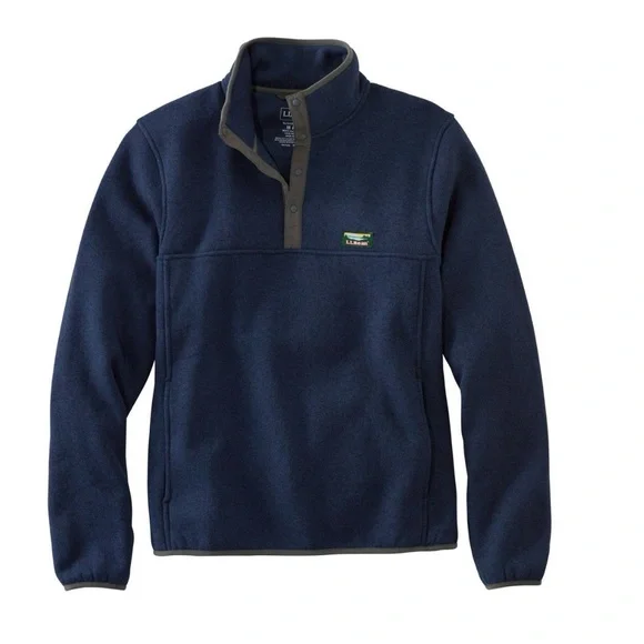 L.L. Bean Men's Deep Blue Zip Up Sweater - Picture 2 of 11